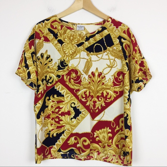 Vintage Italian baroque silk blend t-shirt blouse
